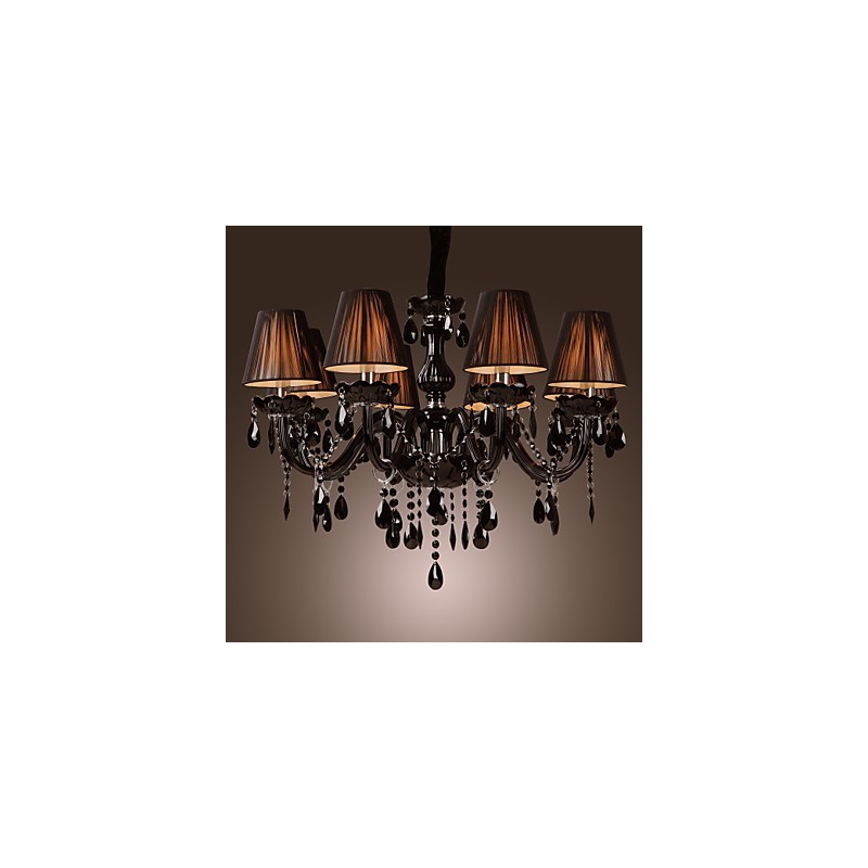 Chandelier Luxury Modern Black Crystal Living 8 Lights