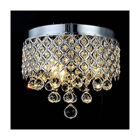 Traditional Classic Crystal Chrome Metal Flush Mount