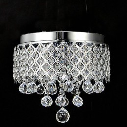 Traditional Classic Crystal Chrome Metal Flush Mount