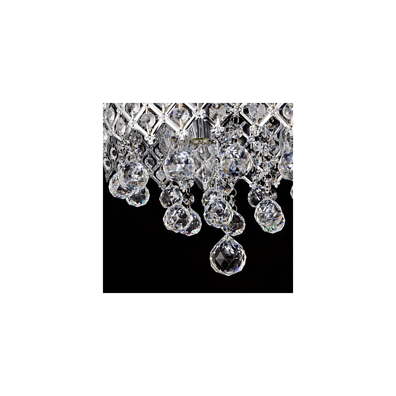 Traditional Classic Crystal Chrome Metal Flush Mount