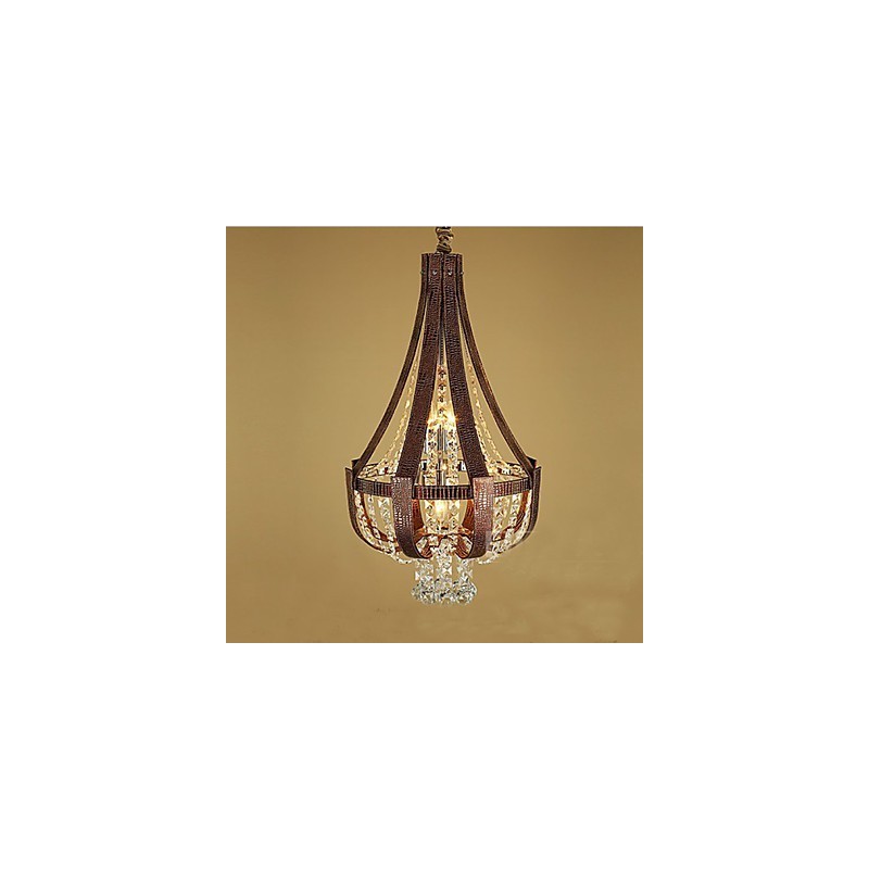 Post Modern Luxury Leather Crystal Creative Lron Chandelier
