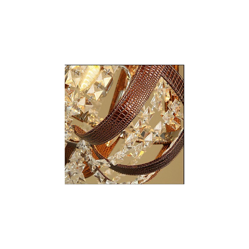 Post Modern Luxury Leather Crystal Creative Lron Chandelier