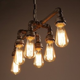 Edison Retro Loft Style Vintage Industrial Pendant Light Metal Water Pipe Luminaire Lampara Colgantes