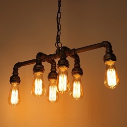 Edison Retro Loft Style Vintage Industrial Pendant Light Metal Water Pipe Luminaire Lampara Colgantes