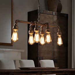 Edison Retro Loft Style Vintage Industrial Pendant Light Metal Water Pipe Luminaire Lampara Colgantes