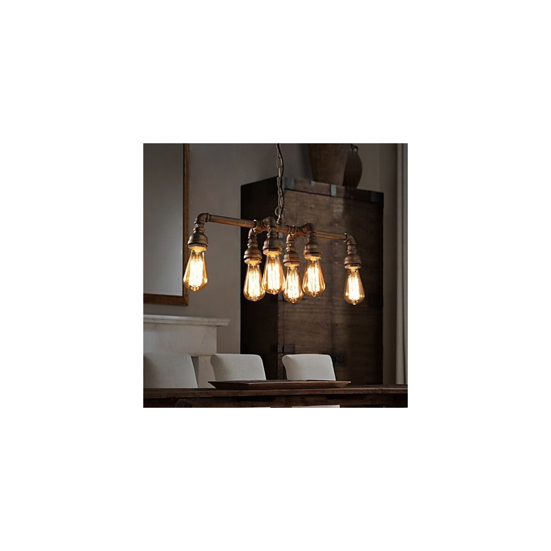 Edison Retro Loft Style Vintage Industrial Pendant Light Metal Water Pipe Luminaire Lampara Colgantes