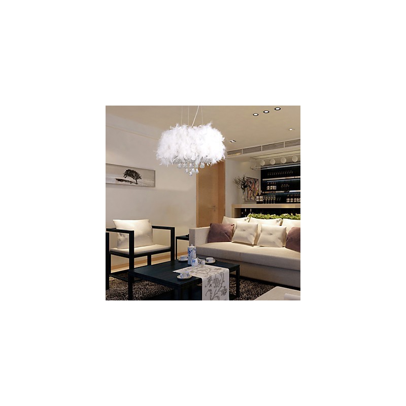 Modern Contemporary Drum Crystal Mini Style Electroplated Pendant Light