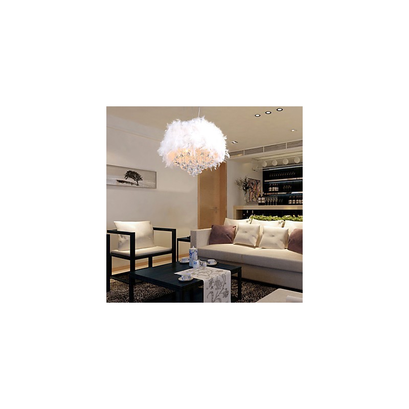 Modern Contemporary Drum Crystal Mini Style Electroplated Pendant Light