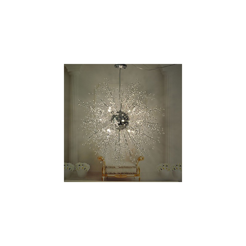 Globe Crystal Chrome Metal Chandelier Pendant Light