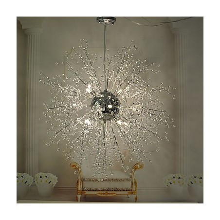 Globe Crystal Chrome Metal Chandelier Pendant Light