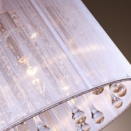 Modern Contemporary Drum Crystal Electroplated Metal Pendant Light