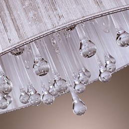 Modern Contemporary Drum Crystal Electroplated Metal Pendant Light