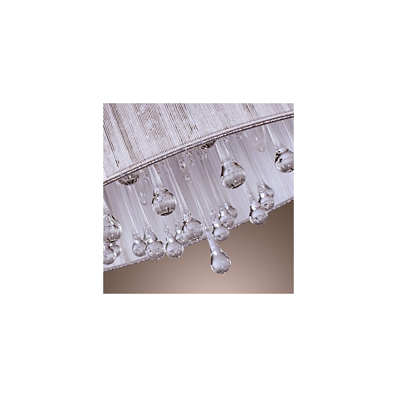 Modern Contemporary Drum Crystal Electroplated Metal Pendant Light