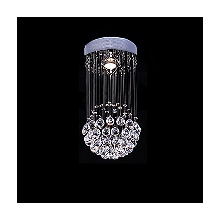 Modern Contemporary Crystal Electroplated Metal Chandelier Flush Mount