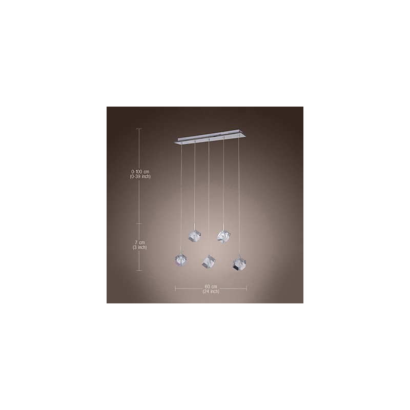 Modern Contemporary Island Crystal Chrome Pendant Light