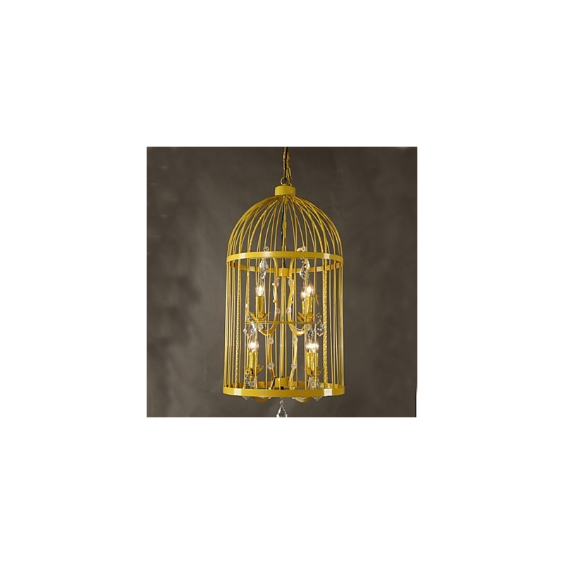 Vintage Iron Cage Staircase Lamp Chandelier Crystal A