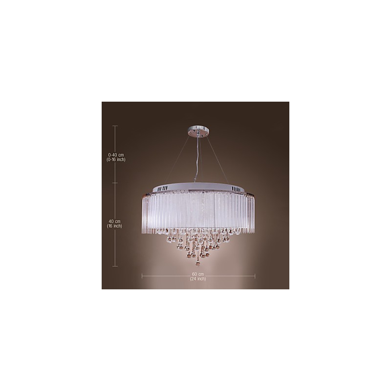 Modern Contemporary Drum Crystal Electroplated Pendant Light