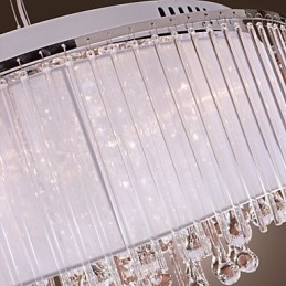 Modern Contemporary Drum Crystal Electroplated Pendant Light