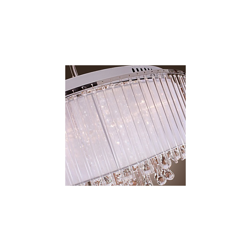 Modern Contemporary Drum Crystal Electroplated Pendant Light