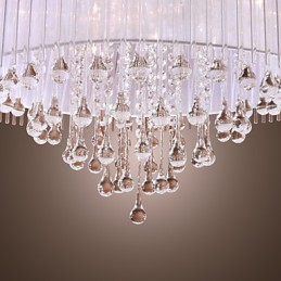 Modern Contemporary Drum Crystal Electroplated Pendant Light