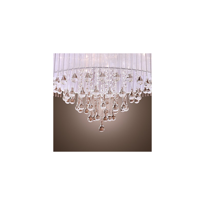 Modern Contemporary Drum Crystal Electroplated Pendant Light