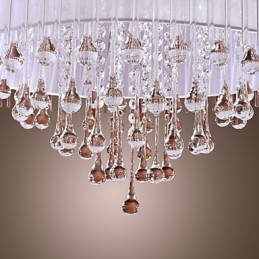 Modern Contemporary Drum Crystal Electroplated Pendant Light