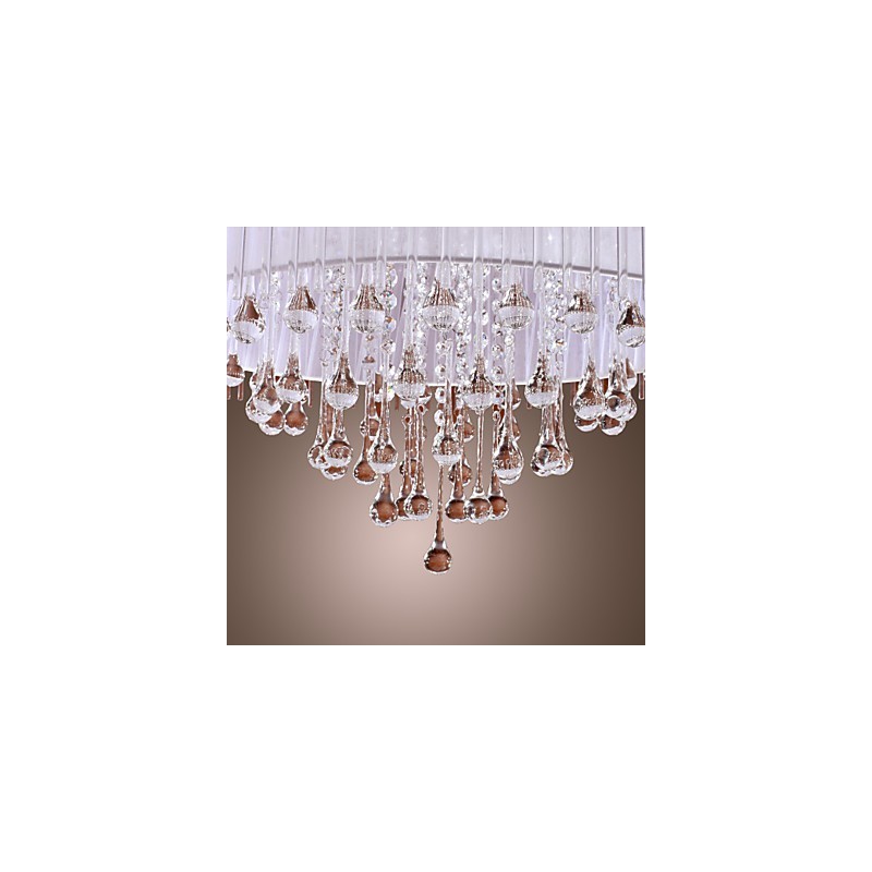 Modern Contemporary Drum Crystal Electroplated Pendant Light