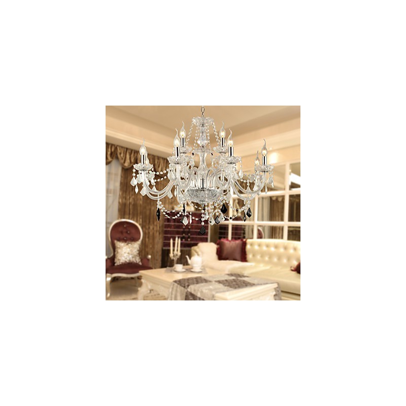 Rustic Lodge Crystal Electroplated Glass Chandelier