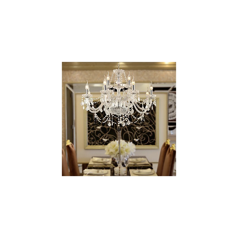 Rustic Lodge Crystal Electroplated Glass Chandelier