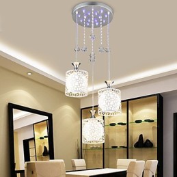 Contemporary And Contracted Three Creative Crystal Droplight Wrought Iron Lamp