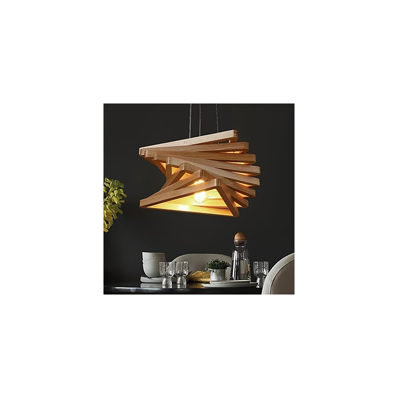 1Traditional Classic Country Mini Style Painting Wood Bamboo Pendant Light