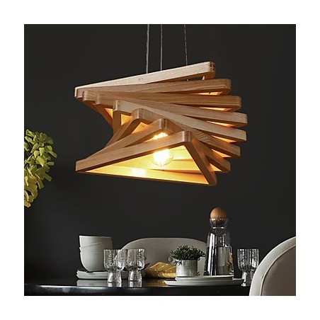 1Traditional Classic Country Mini Style Painting Wood Bamboo Pendant Light