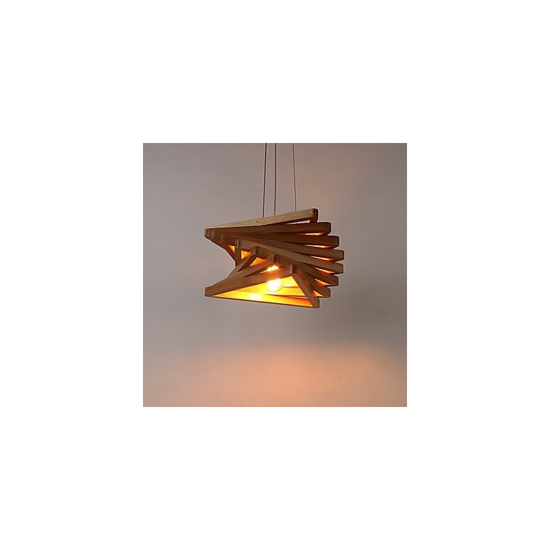1Traditional Classic Country Mini Style Painting Wood Bamboo Pendant Light