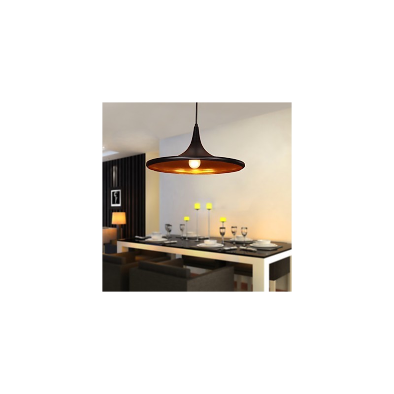 Comtemporary Aluminum Pendant Light with Black Shade
