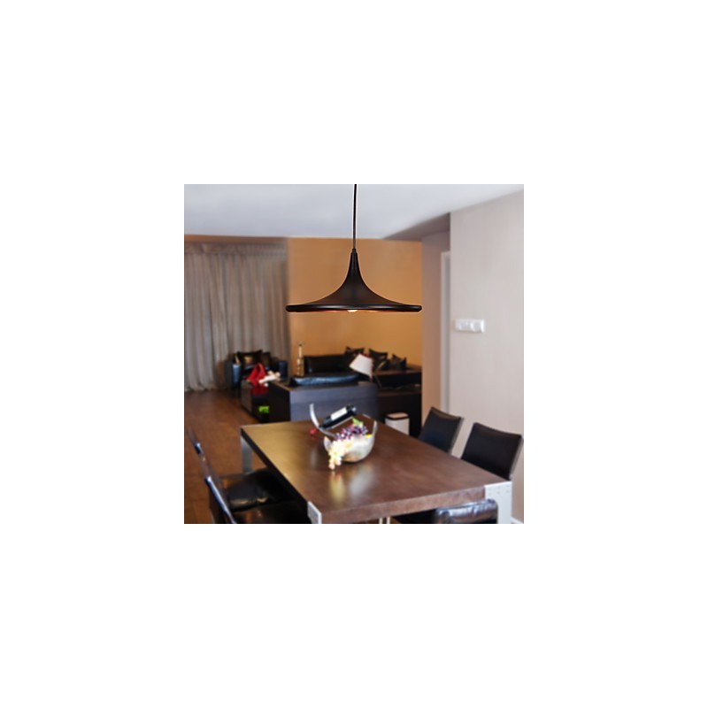 Comtemporary Aluminum Pendant Light with Black Shade