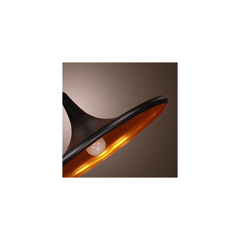 Comtemporary Aluminum Pendant Light with Black Shade