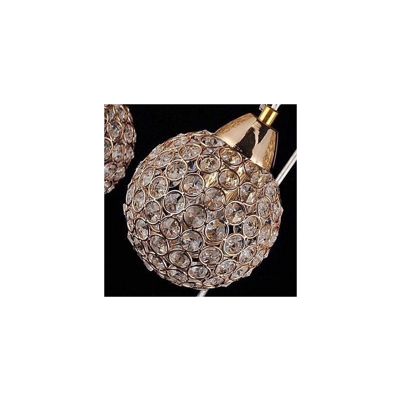 Modern Contemporary Globe Crystal Electroplated Metal Pendant Light