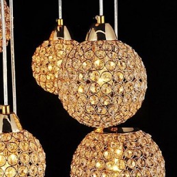 Modern Contemporary Globe Crystal Electroplated Metal Pendant Light