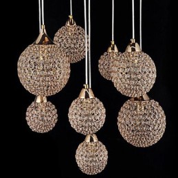 Modern Contemporary Globe Crystal Electroplated Metal Pendant Light