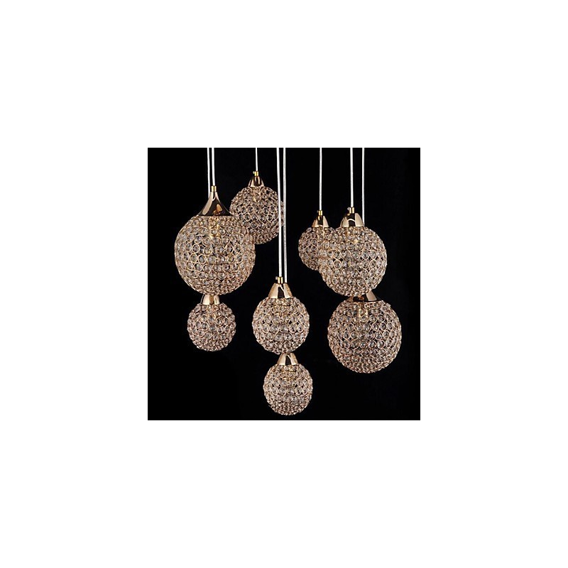 Modern Contemporary Globe Crystal Electroplated Metal Pendant Light