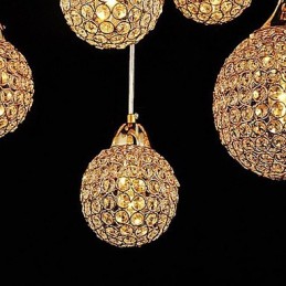 Modern Contemporary Globe Crystal Electroplated Metal Pendant Light