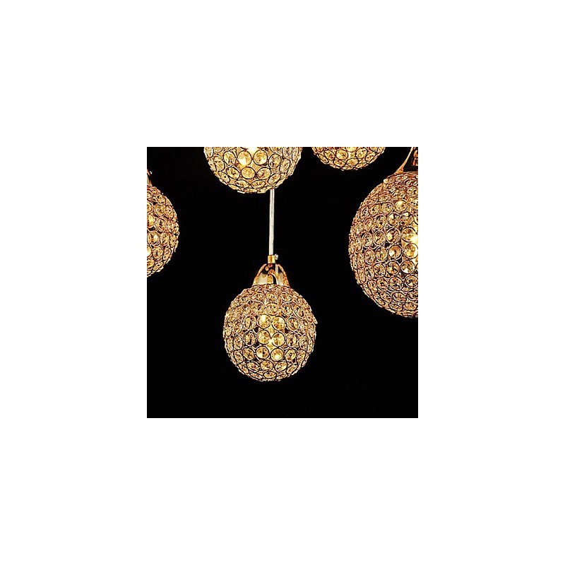 Modern Contemporary Globe Crystal Electroplated Metal Pendant Light