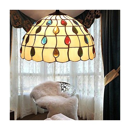 European Rural Creative Arts Stained Glass Chandelier Restoring Ancient Ways Lamp Light