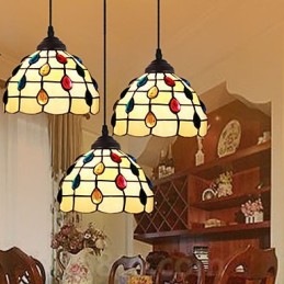 European Rural Creative Arts Stained Glass Chandelier Restoring Ancient Ways Lamp Light