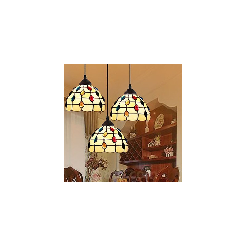 European Rural Creative Arts Stained Glass Chandelier Restoring Ancient Ways Lamp Light