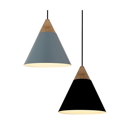 Mini Artistic Cone Pendant Lamp 1 Light Mordern Simplicity Finish Black White Dusty Blue Aluminum & Wooden Droplight