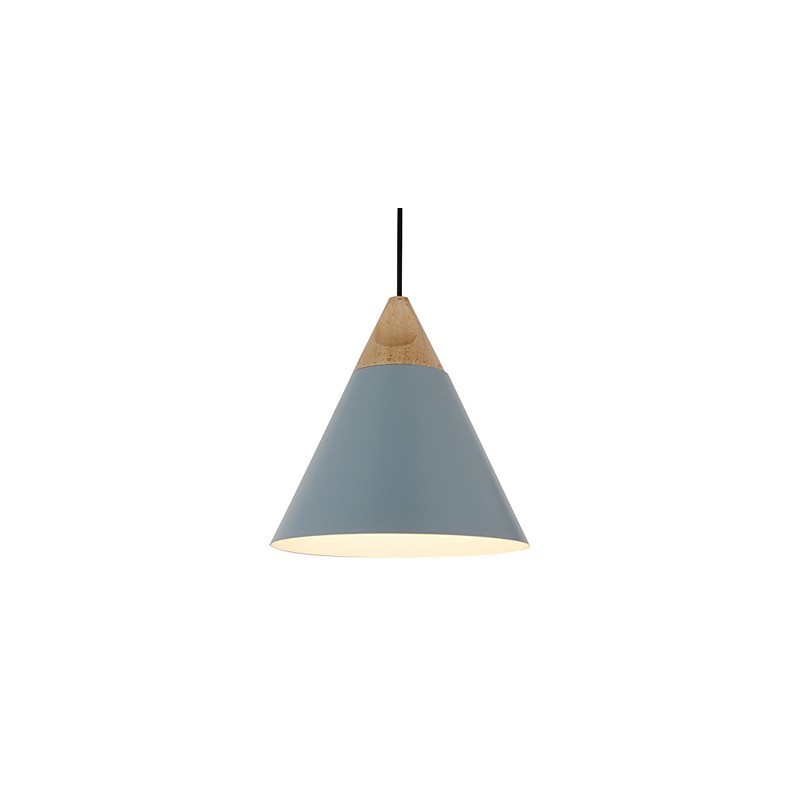 Mini Artistic Cone Pendant Lamp 1 Light Mordern Simplicity Finish Black White Dusty Blue Aluminum & Wooden Droplight