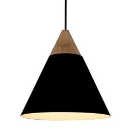 Mini Artistic Cone Pendant Lamp 1 Light Mordern Simplicity Finish Black White Dusty Blue Aluminum & Wooden Droplight