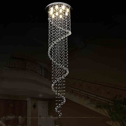 Modern Crystal Pendant Light Chandelier Lighting Lamps Fixtures with Single Spiral D70CM H250CM
