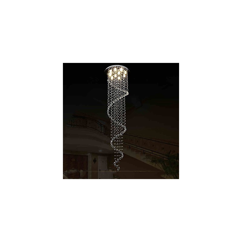 Modern Crystal Pendant Light Chandelier Lighting Lamps Fixtures with Single Spiral D70CM H250CM